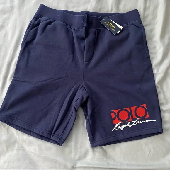 Polo Ralph Lauren Fleece 8” Shorts Men’s sz Medium Navy Blue NEW - Main Image